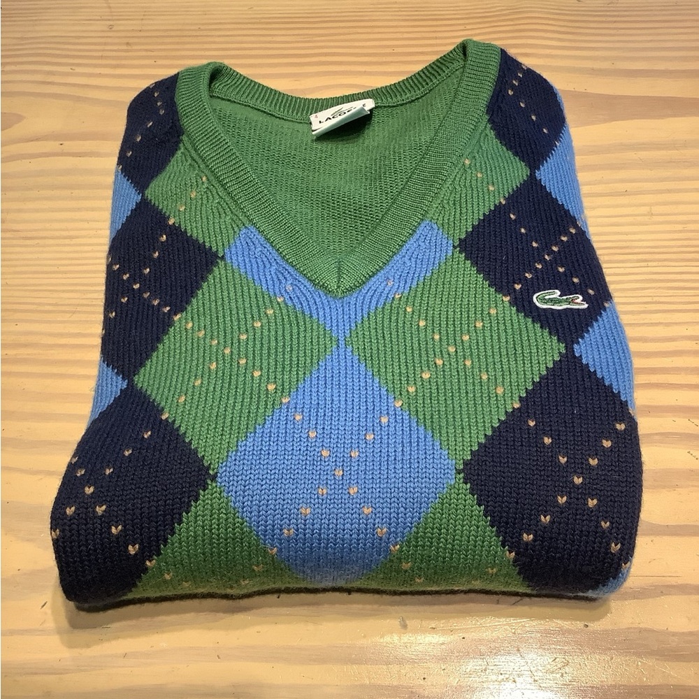 Lacoste Men's V-Neck Argyle Sweater - NWOT